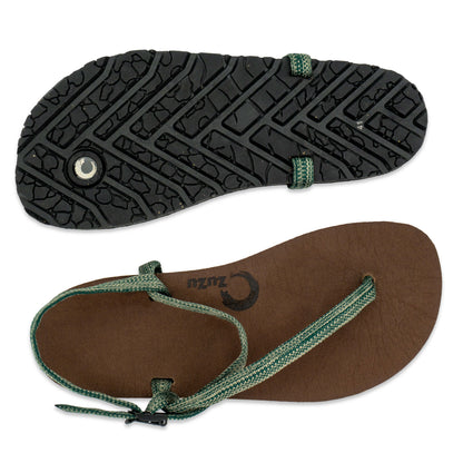 ZuZu Groove barefoot sandals featuring a vegan leather footbed replaceable recycled eucalyptus straps perfect for everyday barefoot -Top view